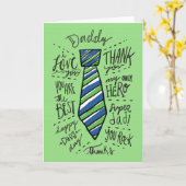 Carte Fête des pères - Vert - Cravate "Papa" (Fleur jaune)