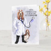 Carte Fête des pères Vétérinaire Funny Hound chien docte (Fleur jaune)