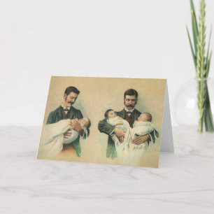 Carte Fête des Pères vintage victorien, c'est des triplé