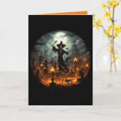 Carte Fête des sorcières de squelette, Halloween (Fleur jaune)