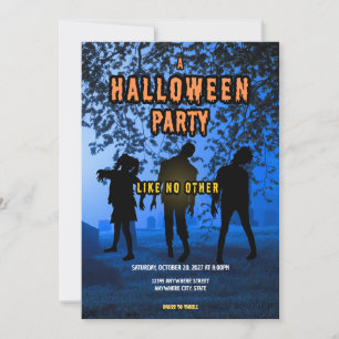 Carte Fête d'Halloween au cimetière de zombies effrayant