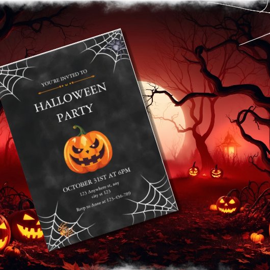 Carte Fête d'Halloween avec Jack O' Lantern effrayant