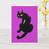CARTE FÊTE D'HALLOWEEN CHAT NOIR (Fleur jaune)