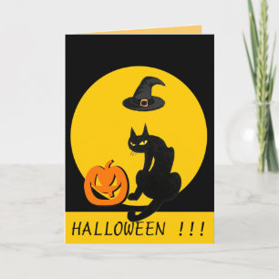 CARTE FÊTE D'HALLOWEEN CHAT NOIR