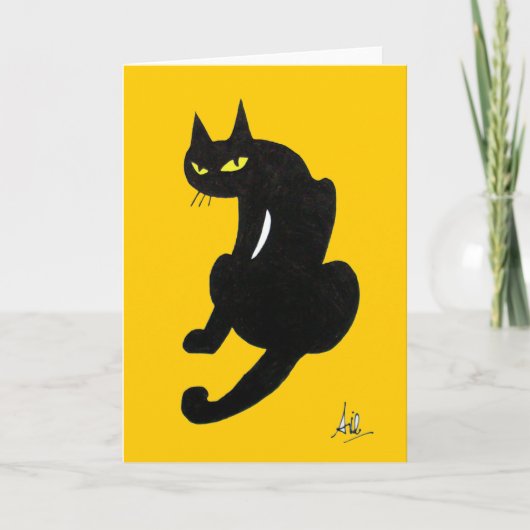 CARTE FÊTE D'HALLOWEEN CHAT NOIR (Devant)