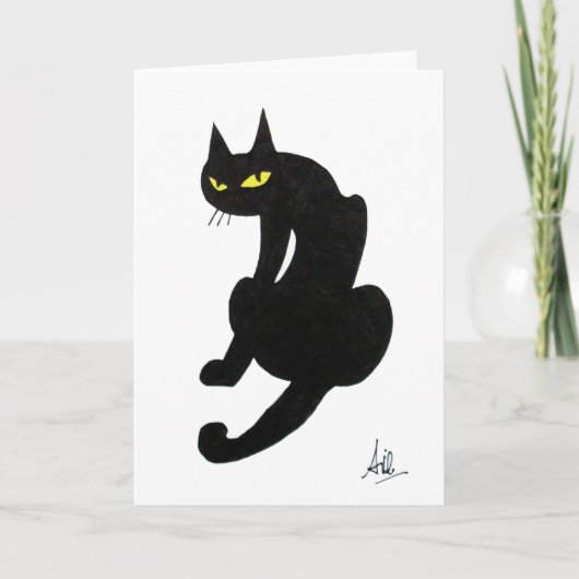 CARTE FÊTE D'HALLOWEEN CHAT NOIR (Devant)