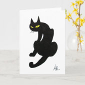 CARTE FÊTE D'HALLOWEEN CHAT NOIR (Fleur jaune)