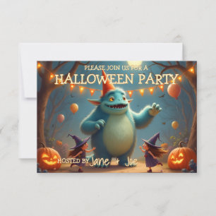 Carte Fête d'Halloween de monstre heureux pour les enfan