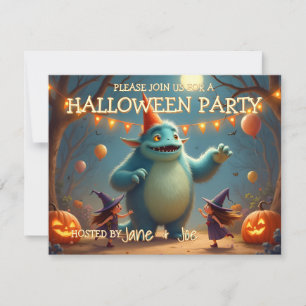 Carte Fête d'Halloween de monstre heureux pour les enfan