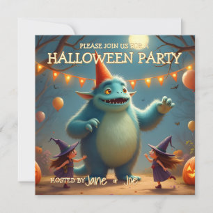 Carte Fête d'Halloween de Monstre Joyeux pour Enfants