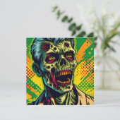 Carte Fête d'Halloween de zombie effrayant (Debout devant)