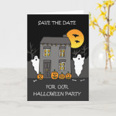 Carte Fête d'Halloween, réservez la date  (Fleur jaune)