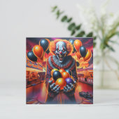 Carte Fête d'Halloween | Thème Clown déplaisant (Debout devant)