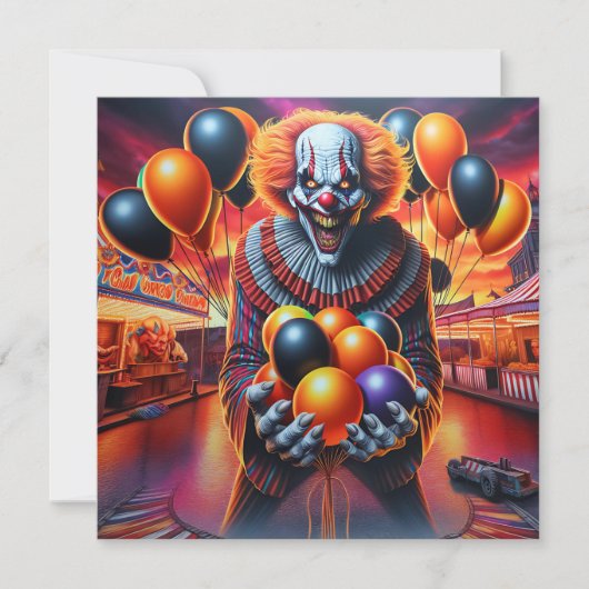 Carte Fête d'Halloween | Thème Clown déplaisant (Devant)