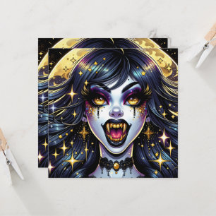 Carte Fête d'Halloween Vampire de Style Bande Dessinée