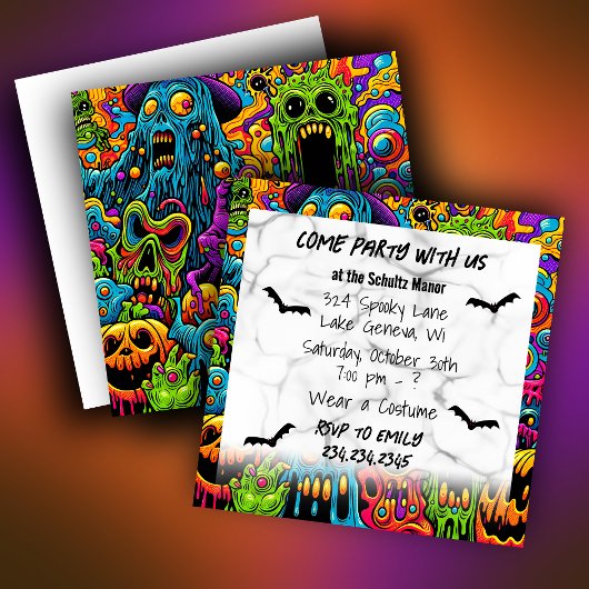 Carte Fête d'Halloween | Zombie et monstres