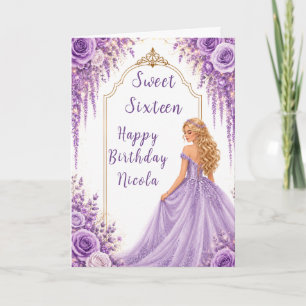 Carte Fête Douce Lavande Or Fleurie Sweet Sixteen