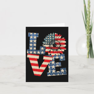 Carte Fête du 4 juillet Amour Tournesol Drapeau Américai