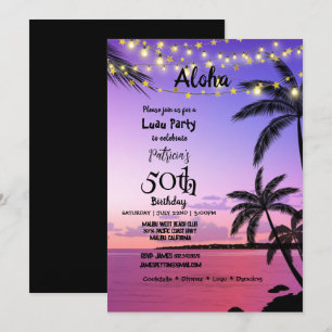 Carte Fête du 50e anniversaire, Palmiers tropicaux, Ciel