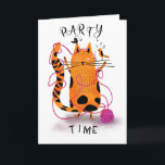 Carte fête du chat ginger moggy tricot<br><div class="desc">Conçu par The Arty Apples Limited</div>