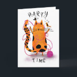 Carte fête du chat ginger moggy tricot<br><div class="desc">Conçu par The Arty Apples Limited</div>