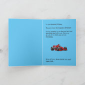 Carte Fête du garçon de voiture de course (Intérieur)