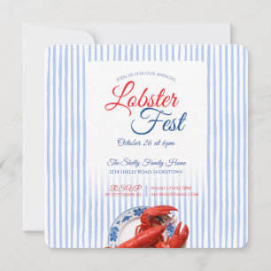 Carte Fête du Homard Rayure de fête de mer côtière nauti