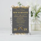 Carte Fête du Nouvel An en marbre élégant (Debout devant)