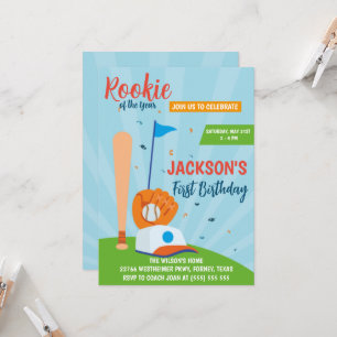 Carte Fête du premier anniversaire de baseball Recrue de