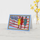 Carte Fête du Travail avec 3 femmes noires et drapeau (Fleur jaune)