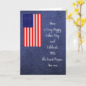 Carte Fête du Travail avec drapeau sur bleu foncé noir à (Fleur jaune)