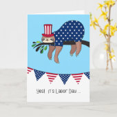 Carte Fête du Travail - Drôle Sloth Relaxant (Fleur jaune)