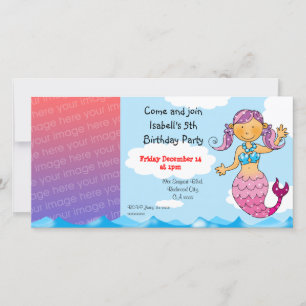 Carte Fête fille mermaid de 5e anniversaire personnalisé