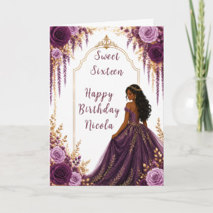 Carte Fête Fleurie Deep Plum pour une Sweet Sixteen