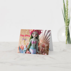 Carte Fête florale rose de sirène personnalisée