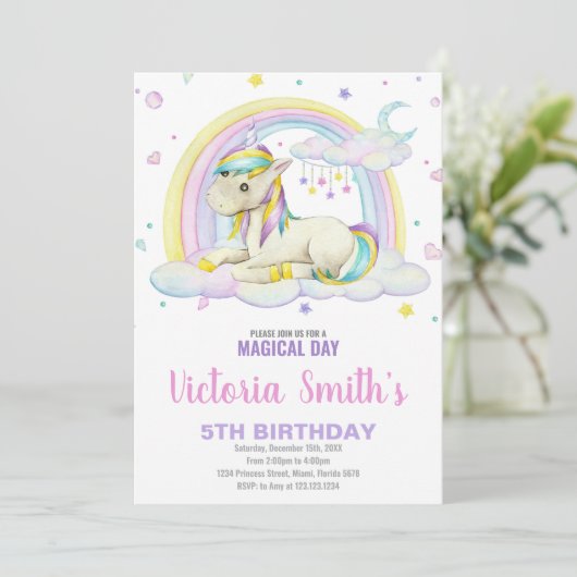 Carte Fête Imaginaire Filles Editable avec Pastel (Debout devant)