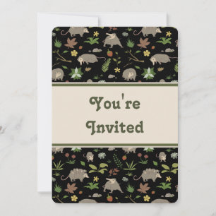 Carte Fête mignonne de botanique sombre avec opossum