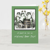 Carte Fête nationale de la bière Frogs amusants Toasting (Fleur jaune)