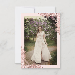 Carte Fête Quinceañera Espagnol Effet Dentelle Or Rose