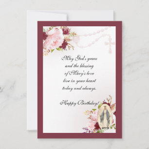 Carte Fête religieuse vintage Vierge Marie Saint Rosaire
