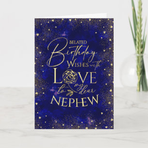 Carte Fête Retardée Anniversaire Neveu Texte Doré