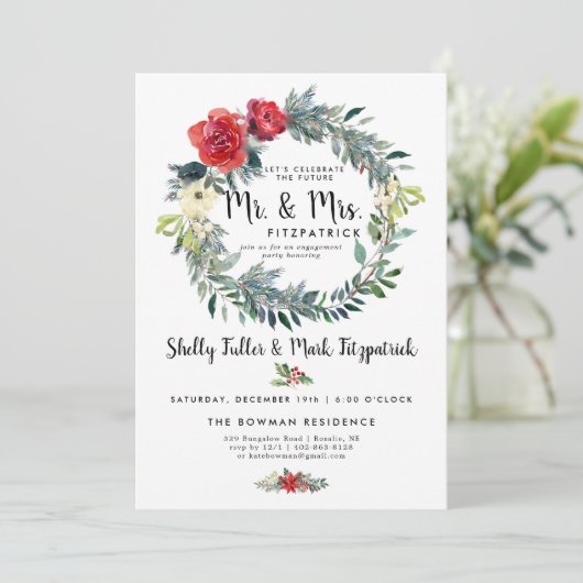 Carte Fête Rustique Florale Noël (Debout devant)