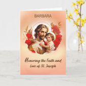 Carte Fête Saint-Joseph avec Jésus Roses rouges (Fleur jaune)