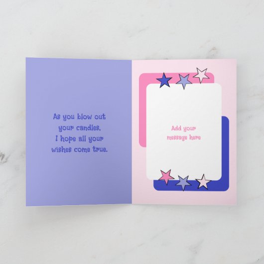 Carte Fête super extraordinaire nièce rose et violet (Intérieur)