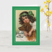 Carte Fête vintage de la St Patrick (Fleur jaune)