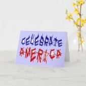 Carte Fêter la police de drapeau de l'Amérique #2 (Fleur jaune)