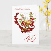 Carte Fêter les 40 ans de mariage avec du champagne (Fleur jaune)