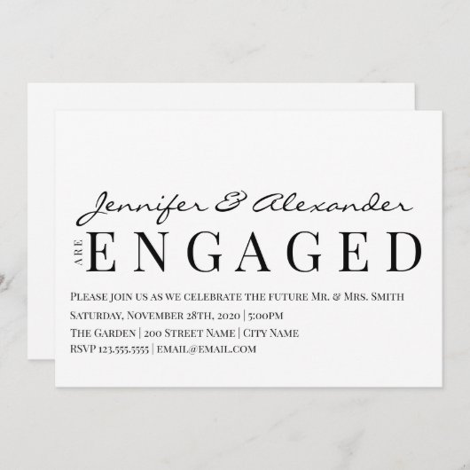 Carte Fêtes de fiançailles (Devant / Derrière)