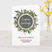 Carte Fêtes de Noël d'entreprise rustique (Fleur jaune)