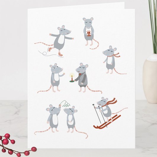 Carte Fêtes de Noël des mices d'hiver